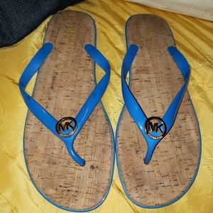 Michael Kors blue flip flops